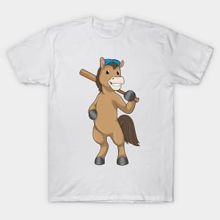 Horse at Baseball with Baseball bat T-Shirt